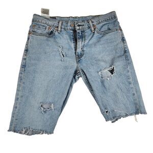 Levi's Denim Jean Shorts Cut Off Womens Size 12 Blue Bermuda Stretch Frayed